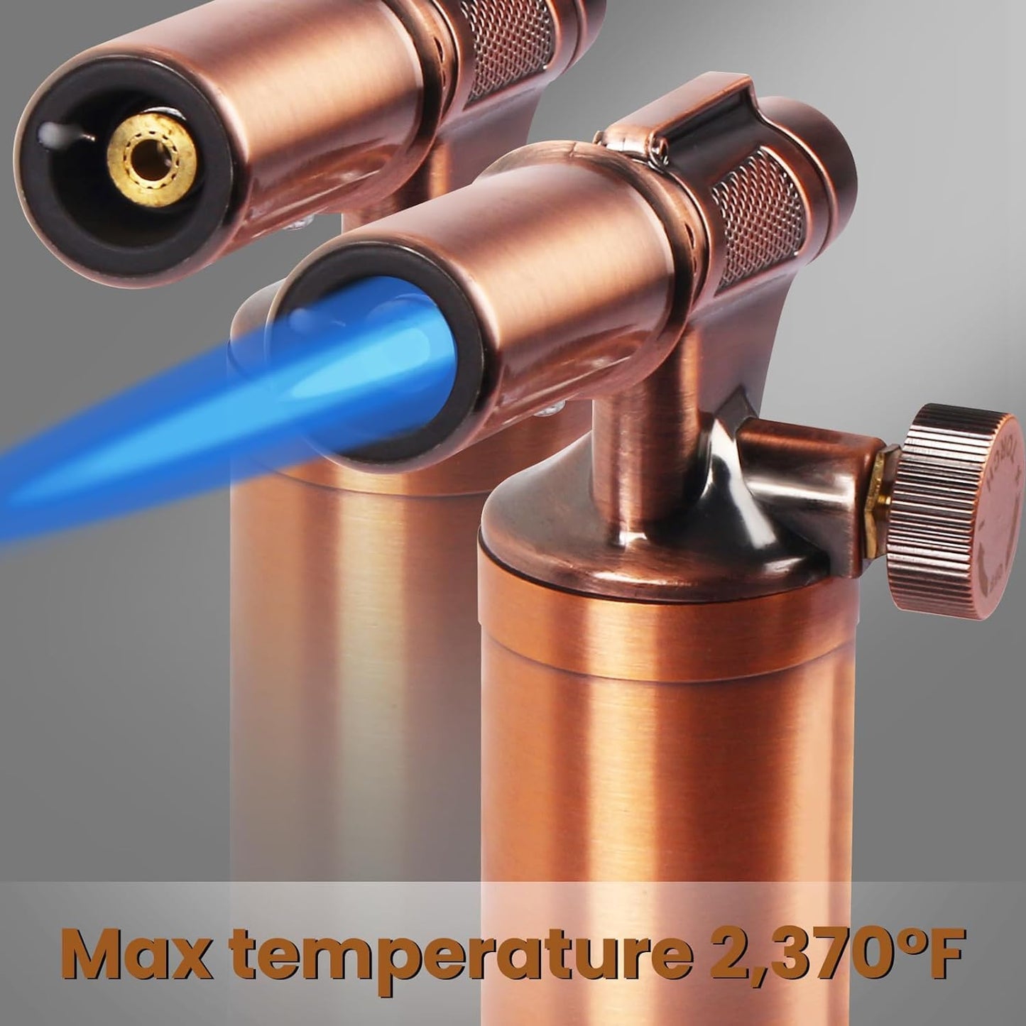 Sondiko Premium All Metal Big Flame Butane Torch Lighter, Refillable Blow Torch with Adjustable&Wind Resistance Flame for Cooking, BBQ(Butane Gas not Included)
