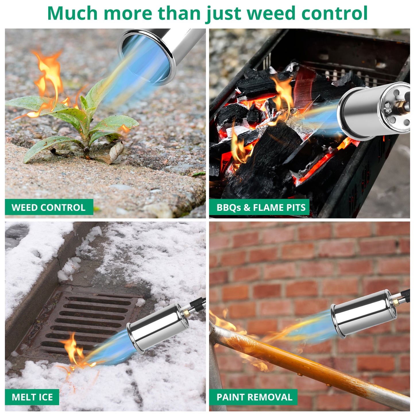 Sondiko Propane Torch Weed Burner, High Output 1,200,000 BTU Weed Torch Flamethrower, Heavy Duty Blow Torch with Flame Control and Turbo Trigger Push Button Igniter For Garden Wood Ice Snow Road